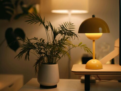 A cozy bedroom with fresh plant and good smell house.