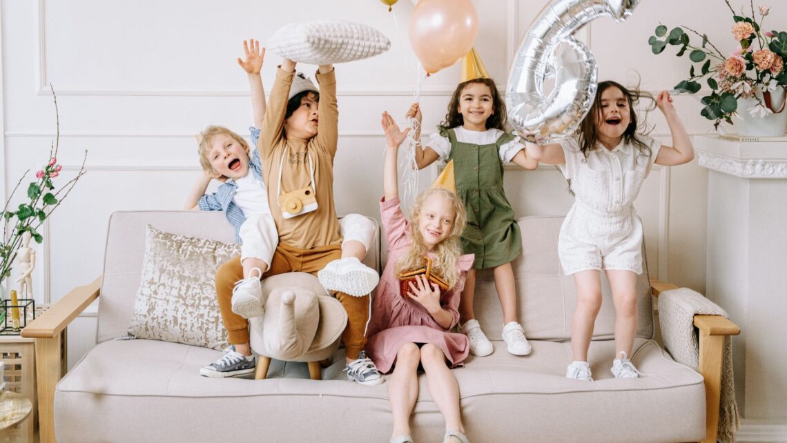 4 Year Old Borthday Party Ideas with kids enjoying on couch