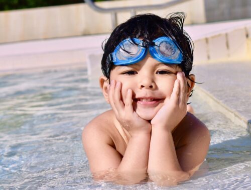 Unique boy Name with beautiful picture and a boy in pool smiling